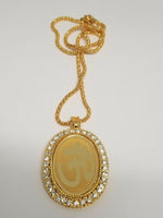 Gold plated stunning diamante hindu om legend pendant punjabi car rear mirror