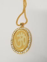 Gold plated stunning diamante hindu om legend pendant punjabi car rear mirror