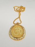 Gold plated stunning diamante hindu om legend pendant punjabi car rear mirror