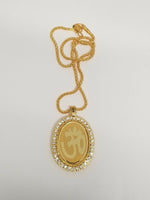 Gold plated stunning diamante hindu om legend pendant punjabi car rear mirror