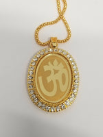 Gold plated stunning diamante hindu om legend pendant punjabi car rear mirror