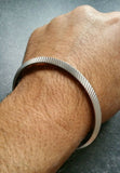 Silver Plated Designed Ridged Sikh Singh Khalsa Kada Bangle Kara Bracelet QD1