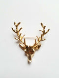 Unisex animal christmas xmas popular cute gold deer antlers head pin brooche b3