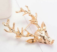 Unisex animal christmas xmas popular cute gold deer antlers head pin brooche b3