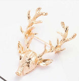 Unisex animal christmas xmas popular cute gold deer antlers head pin brooche b3