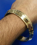 Sikh singh 5 lines cuts pure brass 22 ct gold look khalsa hindu healing kara b4