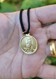 Guru Gobind Singh Ji Ek Onkar Gold Tone Sikh Pendant Black thread necklace LL3