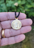 Guru Gobind Singh Ji Ek Onkar Gold Tone Sikh Pendant Black thread necklace LL3