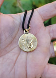 Guru Gobind Singh Ji Ek Onkar Gold Tone Sikh Pendant Black thread necklace LL3