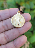 Guru Gobind Singh Ji Ek Onkar Gold Tone Sikh Pendant Black thread necklace LL3