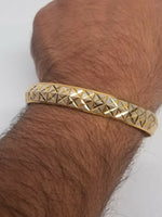 Two Tone Silver Gold Plated XX Cross Design Hindu Sikh Singh Kaur Kara Bangle U4