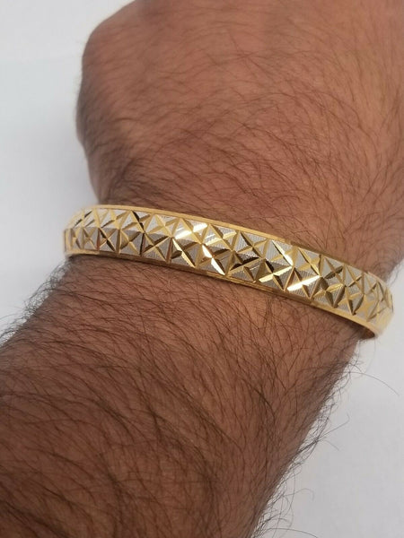 Two Tone Silver Gold Plated XX Cross Design Hindu Sikh Singh Kaur Kara Bangle U4