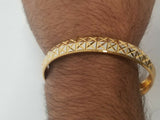 Two Tone Silver Gold Plated XX Cross Design Hindu Sikh Singh Kaur Kara Bangle U4