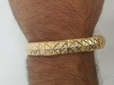 Two Tone Silver Gold Plated XX Cross Design Hindu Sikh Singh Kaur Kara Bangle U4