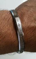 New silver plated laser engraved khandas sikh singh khalsa kara bangle kada d6