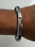 New silver plated laser engraved khandas sikh singh khalsa kara bangle kada d6