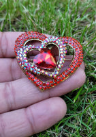 Red Heart Celebrity Brooch Stunning Vintage Look Retro Style Love Broach Pin D4R