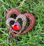 Red Heart Celebrity Brooch Stunning Vintage Look Retro Style Love Broach Pin D4R