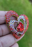 Red Heart Celebrity Brooch Stunning Vintage Look Retro Style Love Broach Pin D4R