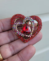 Red Heart Celebrity Brooch Stunning Vintage Look Retro Style Love Broach Pin D4R