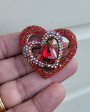 Red Heart Celebrity Brooch Stunning Vintage Look Retro Style Love Broach Pin D4R