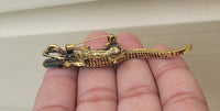 Crocodile Designer Brooch Vintage Look Gold Plated Celebrity Broach Pin K40 New