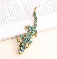 Crocodile Designer Brooch Vintage Look Gold Plated Celebrity Broach Pin K40 New