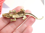 Crocodile Designer Brooch Vintage Look Gold Plated Celebrity Broach Pin K40 New