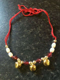 Good luck hindu red thread with 3 dangling bells bracelet protection amulets r5