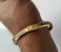 Sikh Kara Gold Plated Laser Engraved Khandas Kaur Singh Khalsa Bangle Kada D7