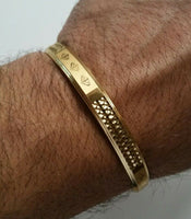 Sikh Kara Gold Plated Laser Engraved Khandas Kaur Singh Khalsa Bangle Kada D7