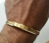 Sikh Kara Gold Plated Laser Engraved Khandas Kaur Singh Khalsa Bangle Kada D7