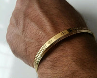 Sikh Kara Gold Plated Laser Engraved Khandas Kaur Singh Khalsa Bangle Kada D7