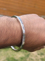 Sikh kara taati vaao na lagai words smooth flat stainless steel singh bangle e15