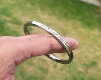 Sikh kara taati vaao na lagai words smooth flat stainless steel singh bangle e15