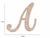 Vintage look gold plated letter a faux pearls brooch suit coat broach pin ao8