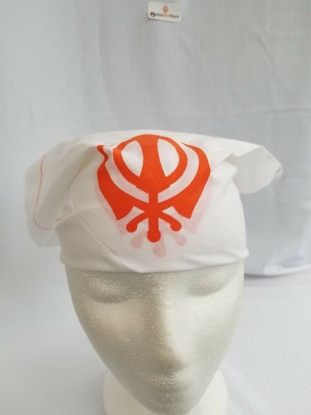 Sikh hindu kaur singh orange khanda bandana head wrap gear rumal handkerchief a2