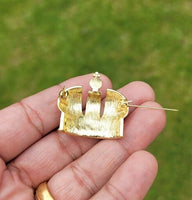 Jubilee queen crown brooch vintage look broach gold silver plated pin k16 new