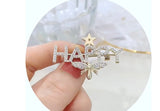 Happy bee brooch vintage look gold plated celebrity star broach design pin u11h