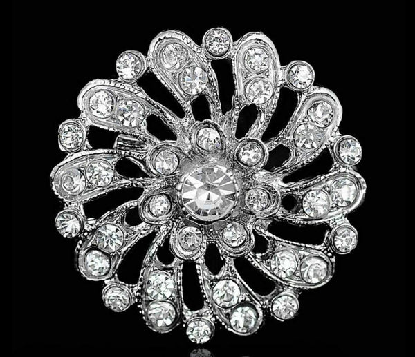 Christmas new year stunning diamonte silver plated brooch pin broach gift rr1