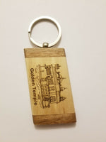 Sikh punjab wooden golden temple singh kaur khalsa hindu key chain key ring gift