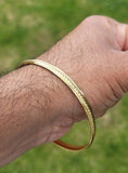 Sikh Kara Gold Plated Ridged Edge Design Punjabi Singh Kada Bangle Bracelet W9