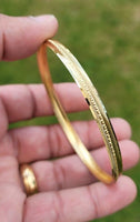 Sikh Kara Gold Plated Ridged Edge Design Punjabi Singh Kada Bangle Bracelet W9