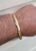 Sikh Kara Gold Plated Ridged Edge Design Punjabi Singh Kada Bangle Bracelet W9