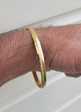 Sikh Kara Gold Plated Ridged Edge Design Punjabi Singh Kada Bangle Bracelet W9