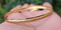 Sikh Kara Gold Plated Ridged Edge Design Punjabi Singh Kada Bangle Bracelet W9