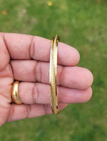 Sikh Kara Gold Plated Ridged Edge Design Punjabi Singh Kada Bangle Bracelet W9