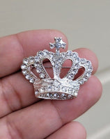 Crown brooch vintage look queen broach silver plated celebrity design pin k46