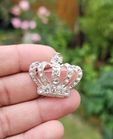 Crown brooch vintage look queen broach silver plated celebrity design pin k46