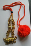 Punjabi folk cultural bhangra gidha kaintha taweet pendant orange necklace y2